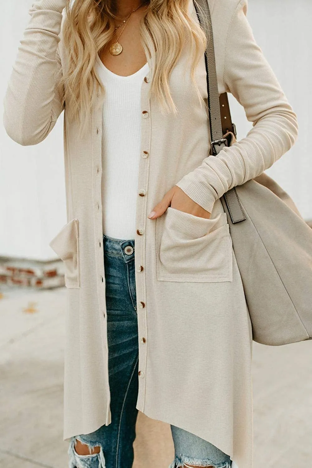 Queen Women’s Open Front Cardigan Button Down Knitted Cardigan