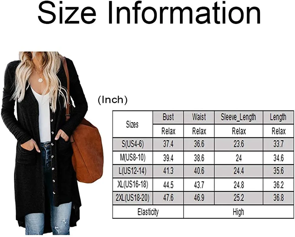 Queen Women’s Open Front Cardigan Button Down Knitted Cardigan