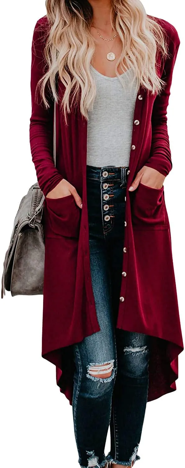 Queen Women’s Open Front Cardigan Button Down Knitted Cardigan