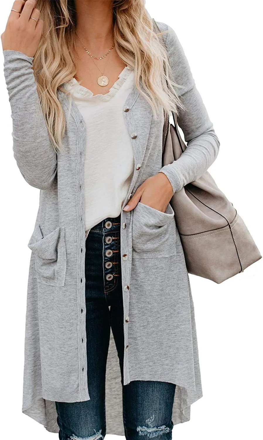 Queen Women’s Open Front Cardigan Button Down Knitted Cardigan