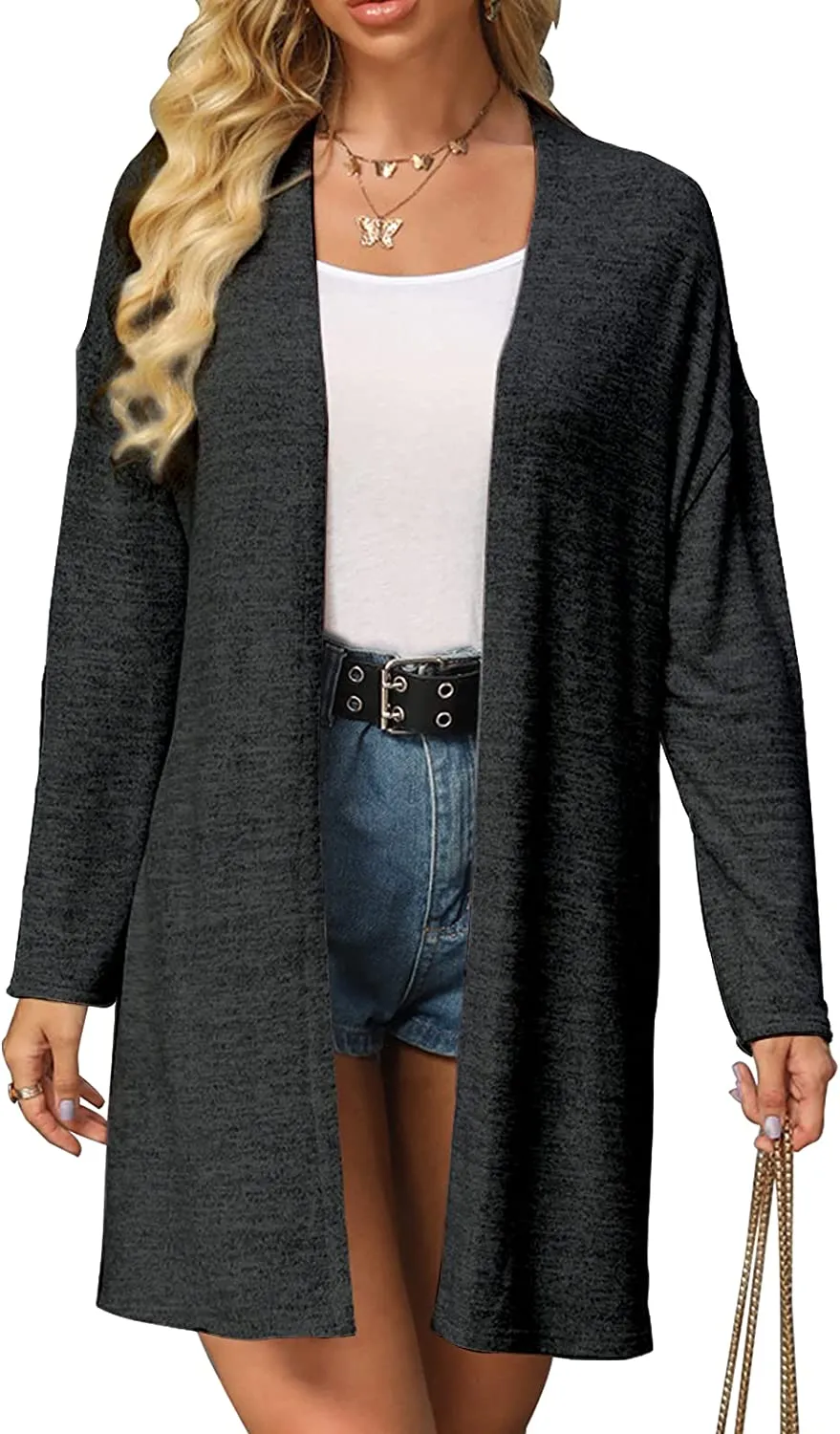 Queen Women’s Open Front Cardigan Button Down Knitted Cardigan