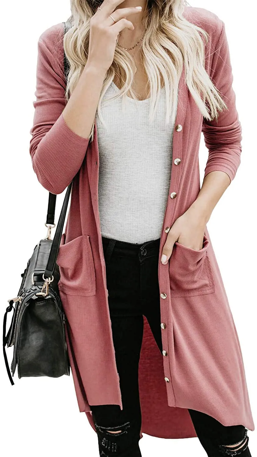 Queen Women’s Open Front Cardigan Button Down Knitted Cardigan