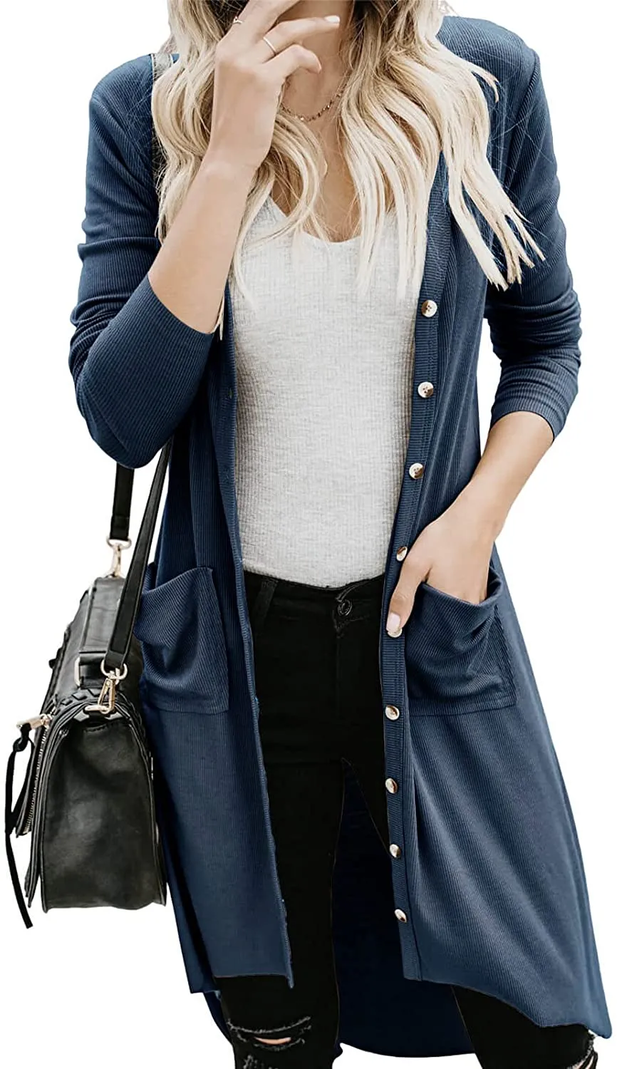 Queen Women’s Open Front Cardigan Button Down Knitted Cardigan