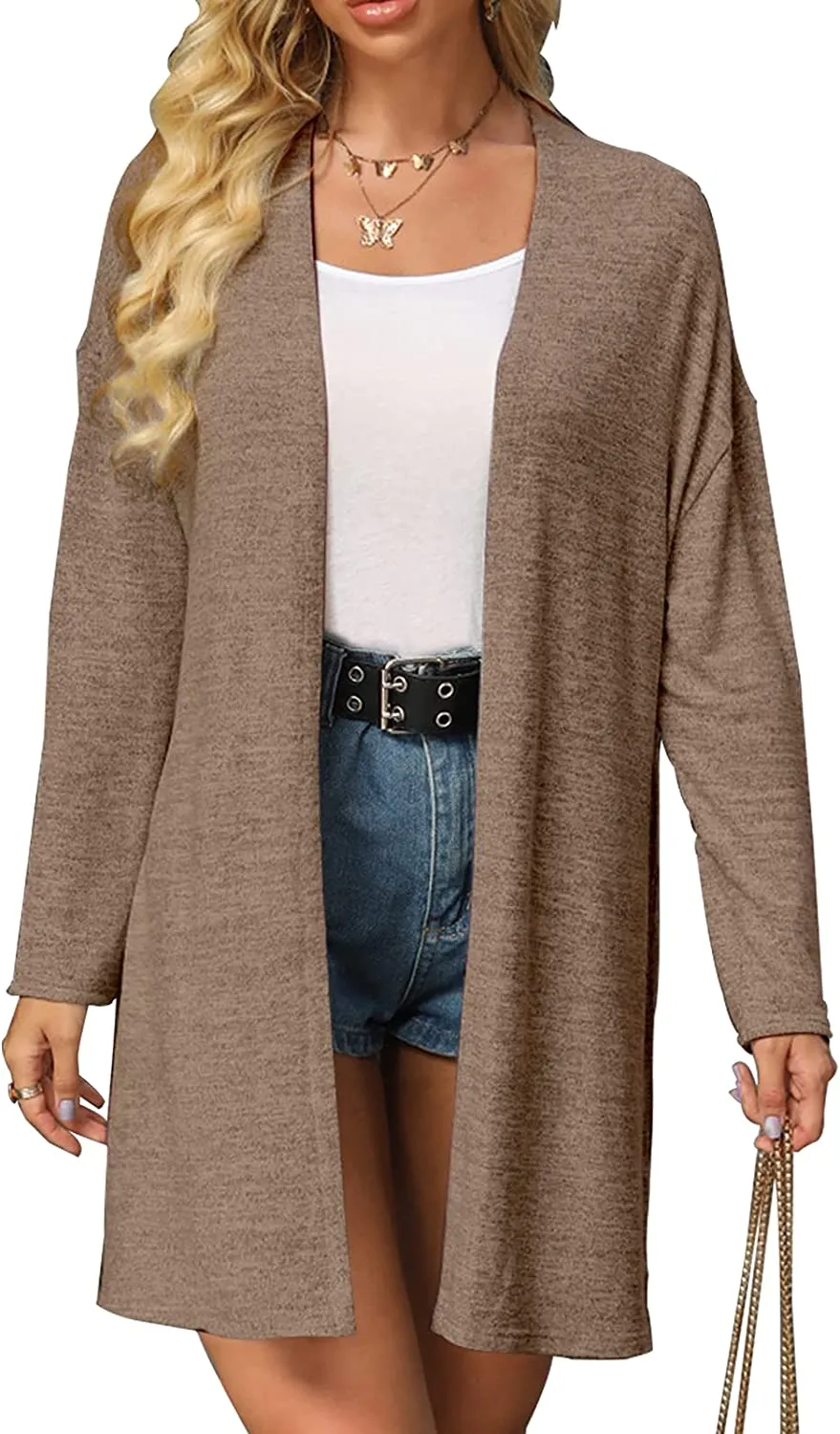 Queen Women’s Open Front Cardigan Button Down Knitted Cardigan