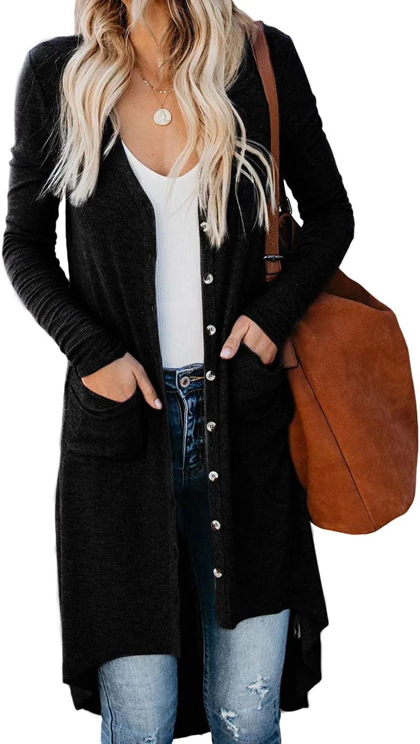 Queen Women’s Open Front Cardigan Button Down Knitted Cardigan