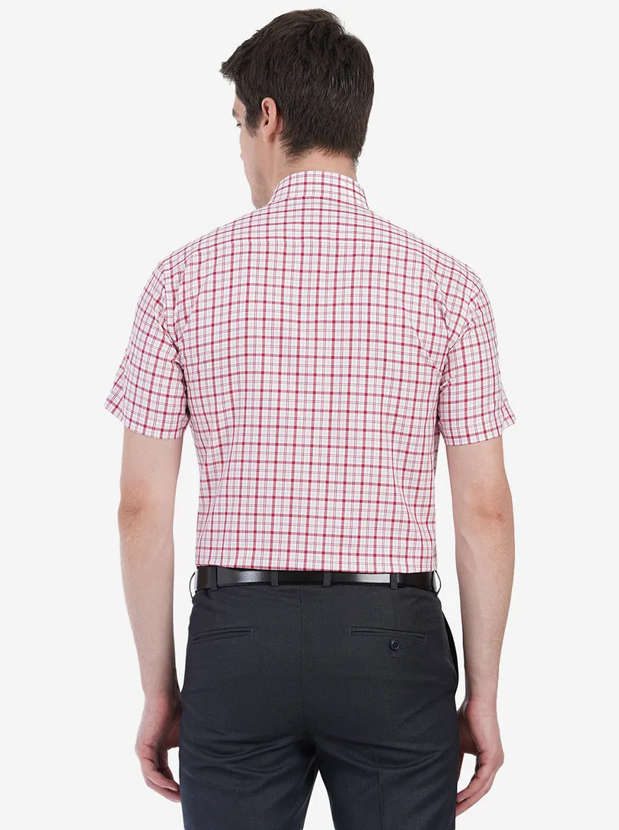 Red Pink Checked Regular Fit Formal Shirt | JadeBlue