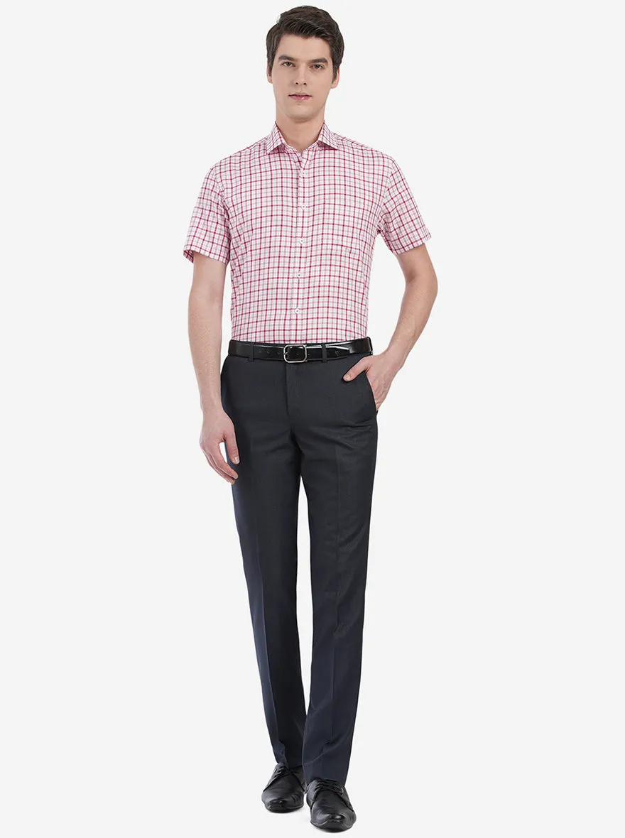 Red Pink Checked Regular Fit Formal Shirt | JadeBlue