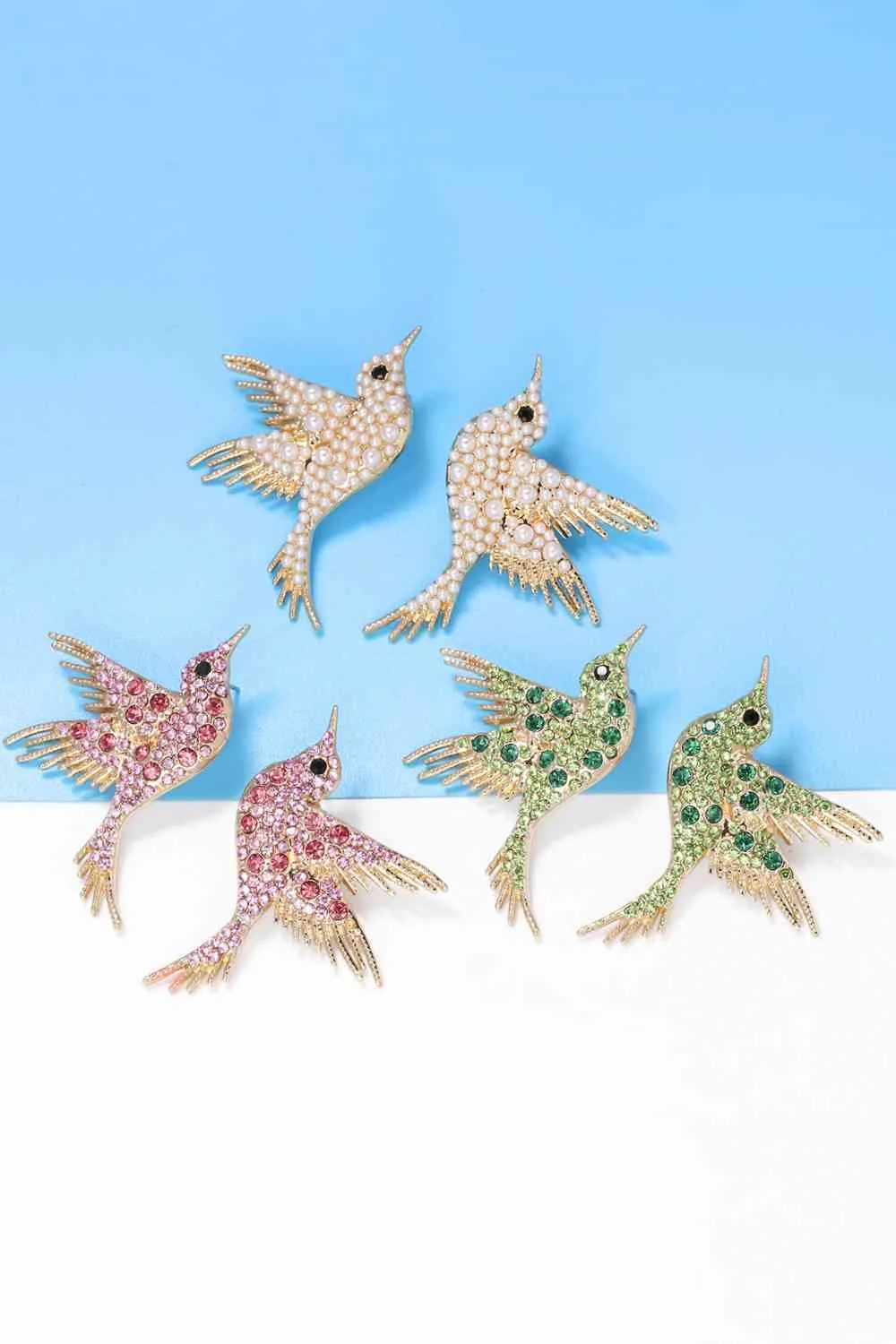 Rhinestone Bird Dangle Earrings