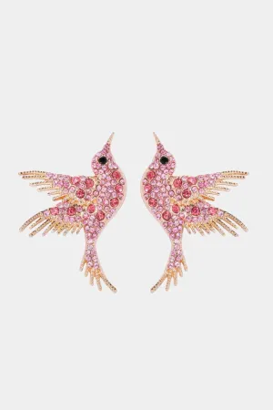 Rhinestone Bird Dangle Earrings