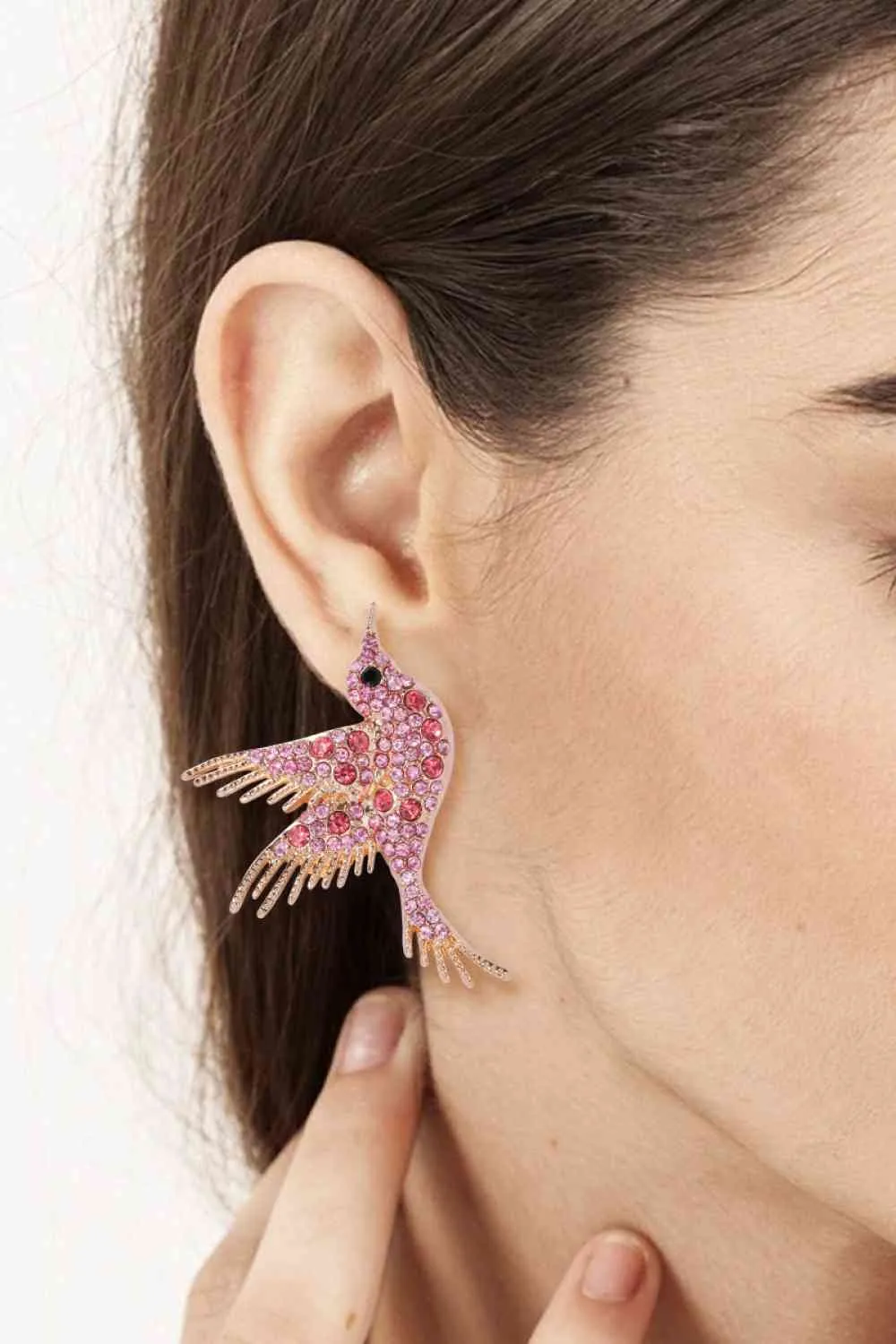 Rhinestone Bird Dangle Earrings