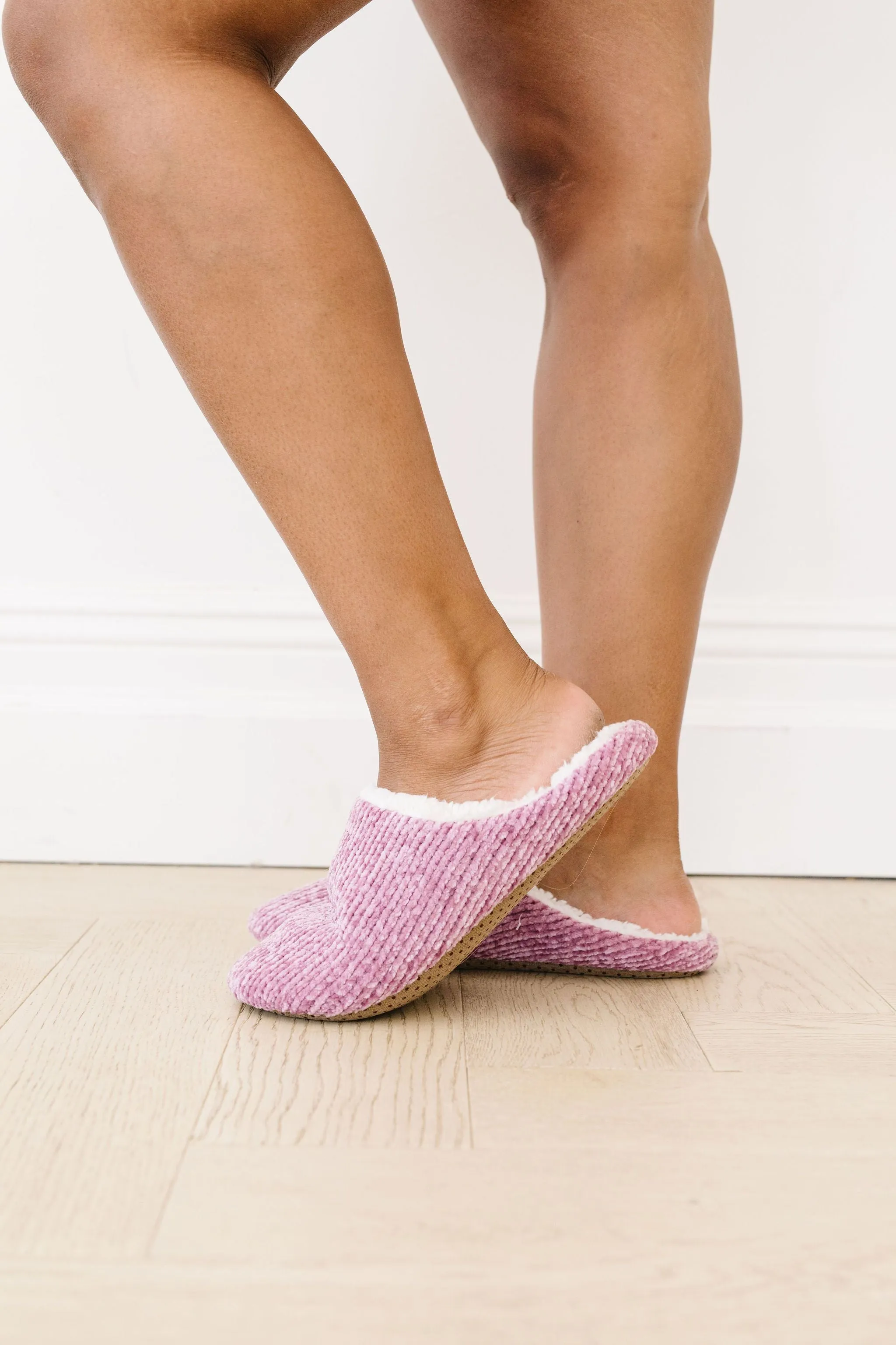 She'll Never Wear Shoes Again Chenille Slippers In Pink
