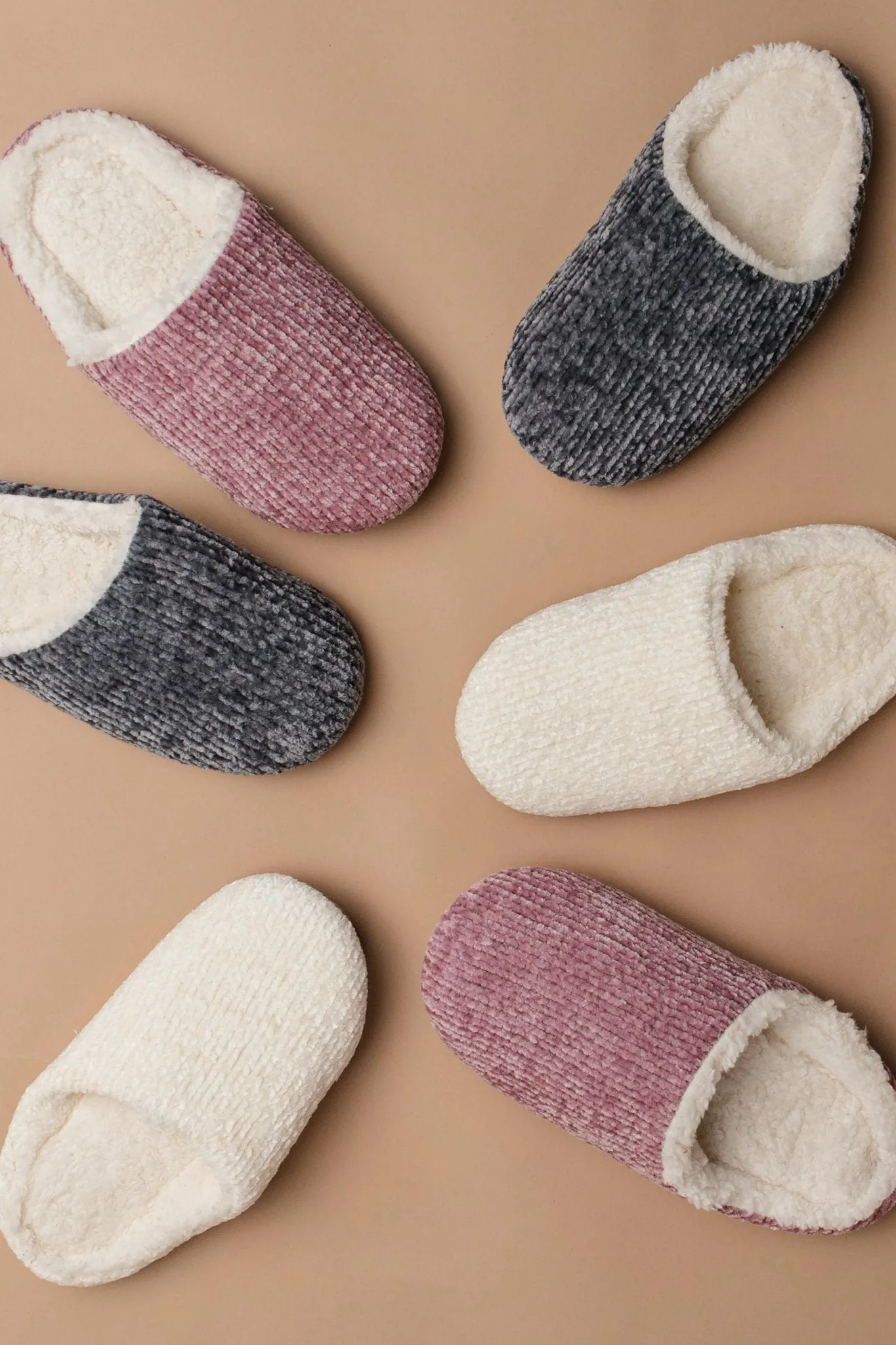 She'll Never Wear Shoes Again Chenille Slippers In Pink