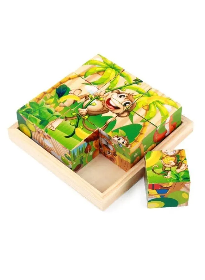 Six-sided 3D Cubes Jigsaw Puzzles With Wooden Tray Toys For Children Kids Educational Toys Funny Games