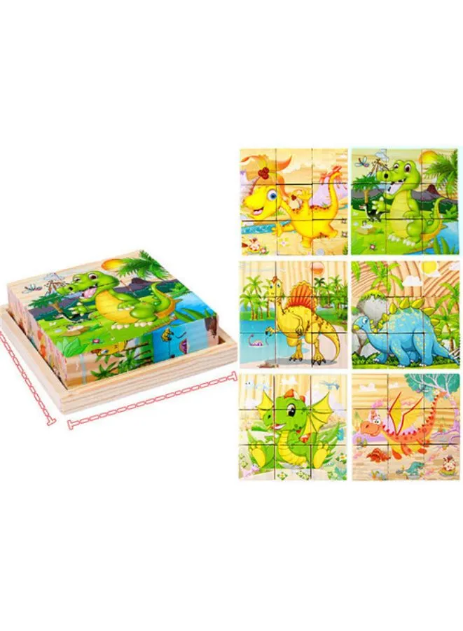 Six-sided 3D Cubes Jigsaw Puzzles With Wooden Tray Toys For Children Kids Educational Toys Funny Games
