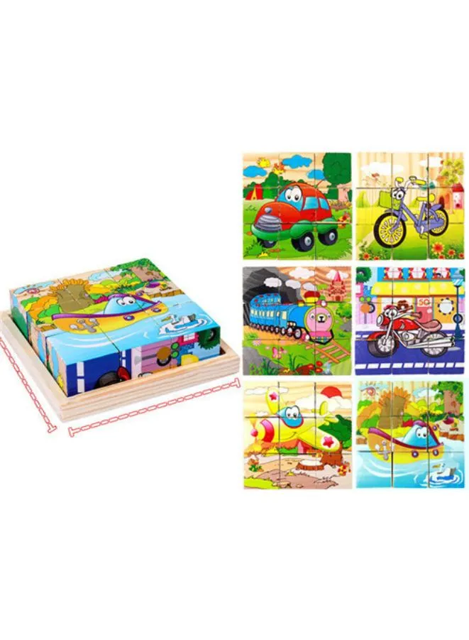 Six-sided 3D Cubes Jigsaw Puzzles With Wooden Tray Toys For Children Kids Educational Toys Funny Games