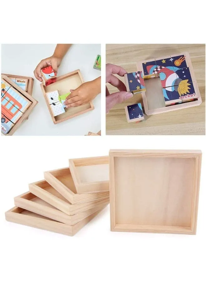 Six-sided 3D Cubes Jigsaw Puzzles With Wooden Tray Toys For Children Kids Educational Toys Funny Games