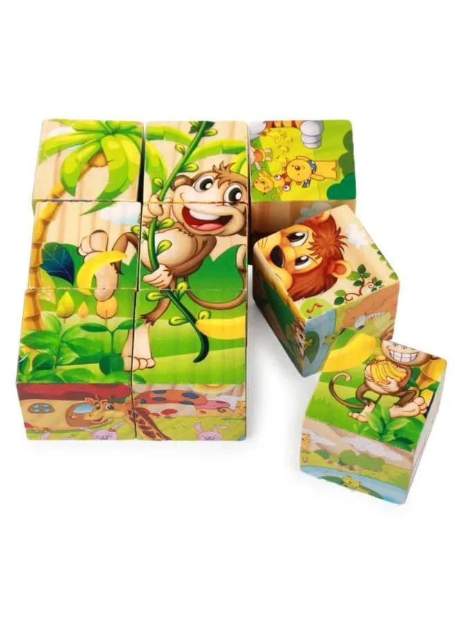 Six-sided 3D Cubes Jigsaw Puzzles With Wooden Tray Toys For Children Kids Educational Toys Funny Games