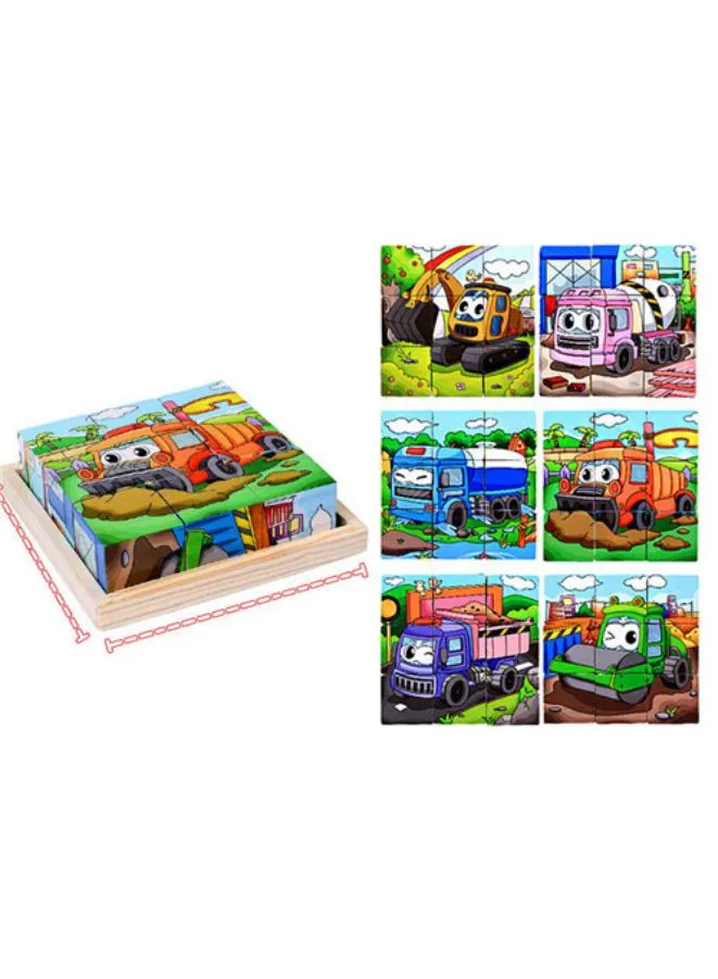Six-sided 3D Cubes Jigsaw Puzzles With Wooden Tray Toys For Children Kids Educational Toys Funny Games