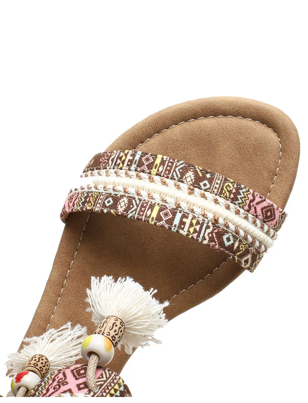 Solid Color Tassel Close Back Flip Flops Roman Sandals Boho Gladiator Sandals for Women