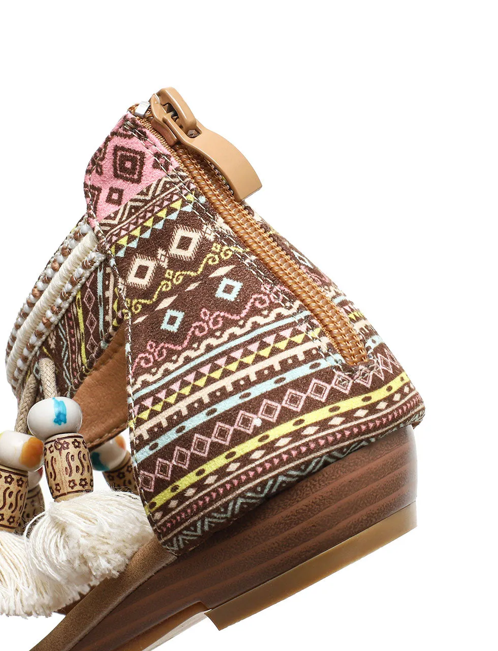 Solid Color Tassel Close Back Flip Flops Roman Sandals Boho Gladiator Sandals for Women