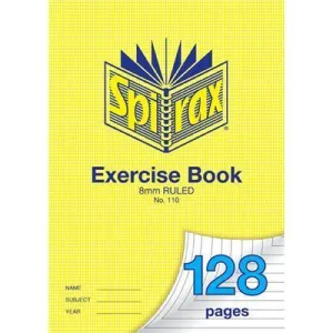 Spirax 110 Exercise Book Ruled 8Mm 70Gsm 128 Page A4