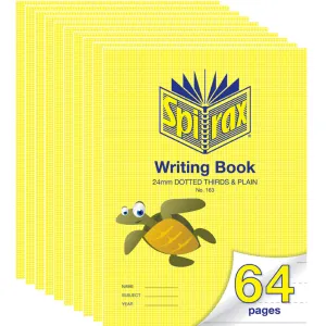 Spirax 163 Writing Book Dotted Thirds And Plain 24mm 70GSM 64 Page 330x240mm Turtle 10 Pack