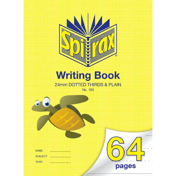 Spirax 163 Writing Book Dotted Thirds And Plain 24mm 70GSM 64 Page 330x240mm Turtle 10 Pack