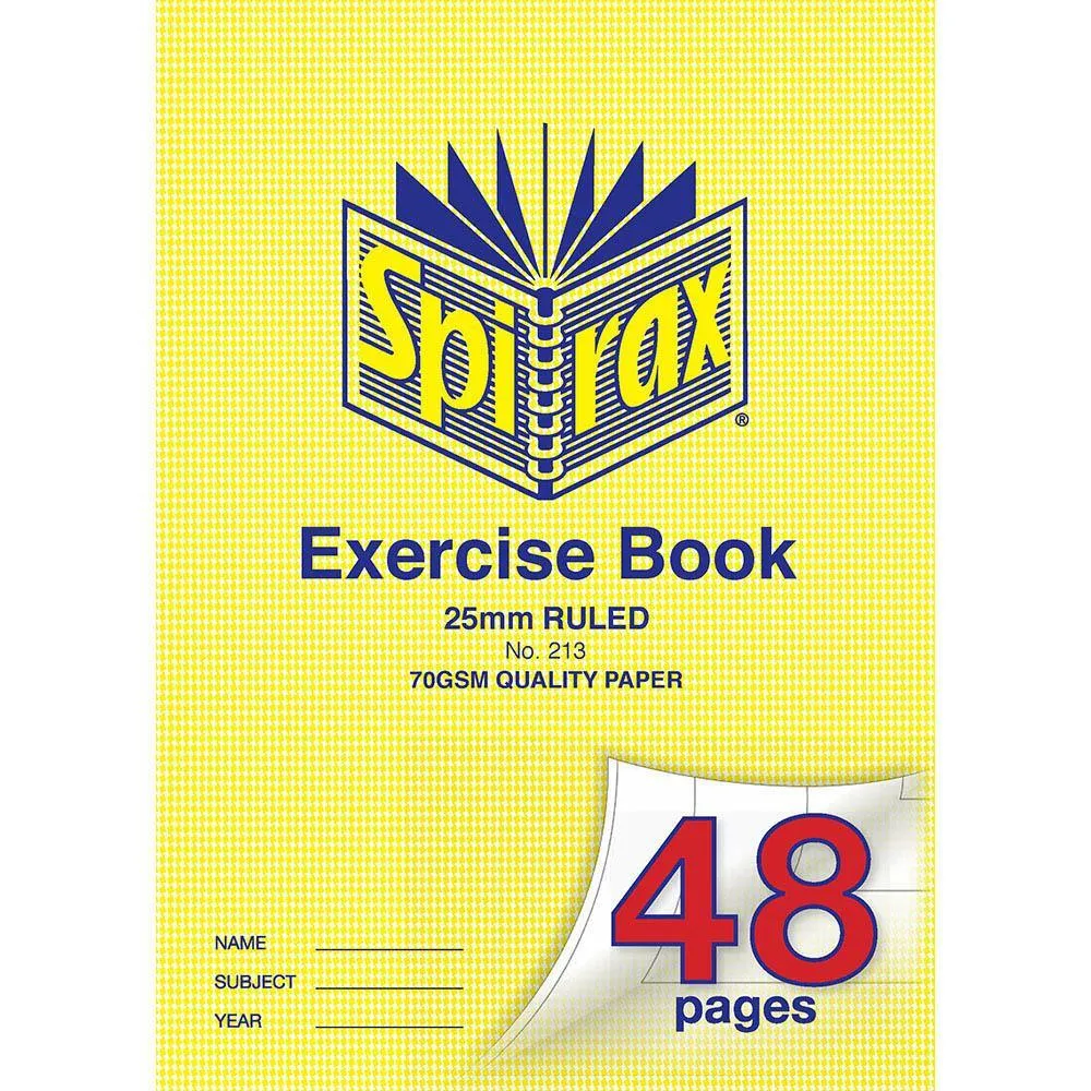 Spirax 213 Exercise Book Ruled 25Mm 70Gsm 48 Page A4