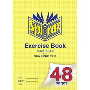 Spirax 213 Exercise Book Ruled 25Mm 70Gsm 48 Page A4
