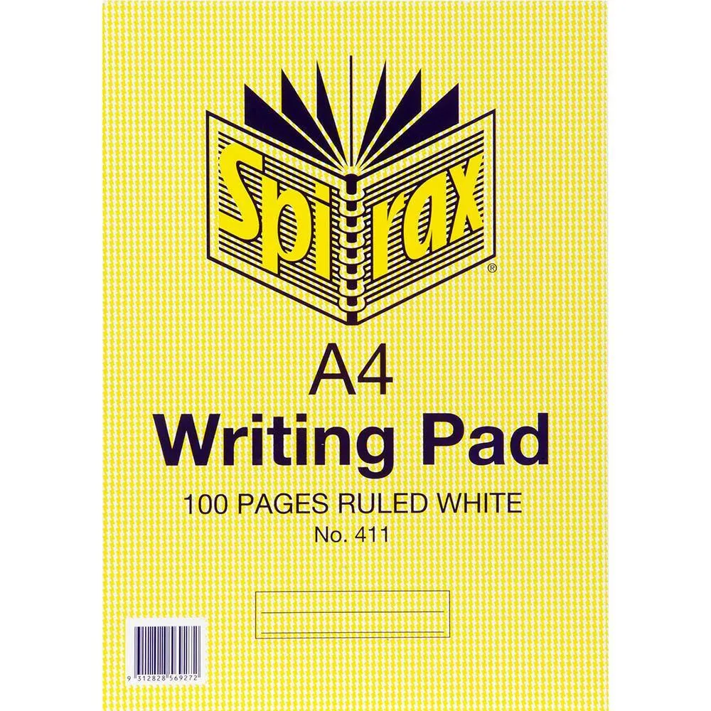 Spirax 411 Writing Pad 8Mm Ruled A4 100 Page
