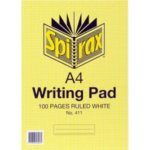 Spirax 411 Writing Pad 8Mm Ruled A4 100 Page