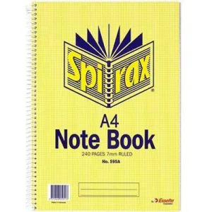 Spirax 595A Notebook 7Mm Ruled Spiral Bound 240 Page A4