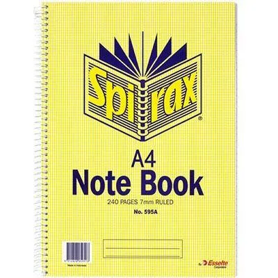 Spirax 595A Notebook 7Mm Ruled Spiral Bound 240 Page A4