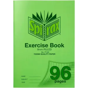 Spirax P108 Exercise Book Ruled 8Mm 70Gsm 96 Page A4 Green