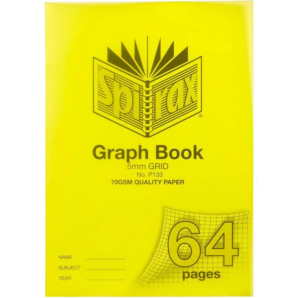Spirax P133 Graph Book 5Mm Grid 64 Page A4 Yellow