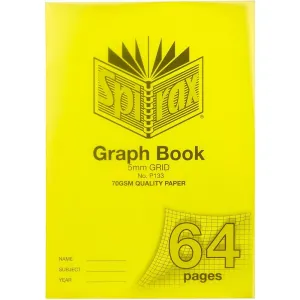 Spirax P133 Graph Book 5Mm Grid 64 Page A4 Yellow