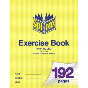Spirax P194 Exercise Book Ruled 8Mm 70Gsm 192 Page 225 X 175Mm