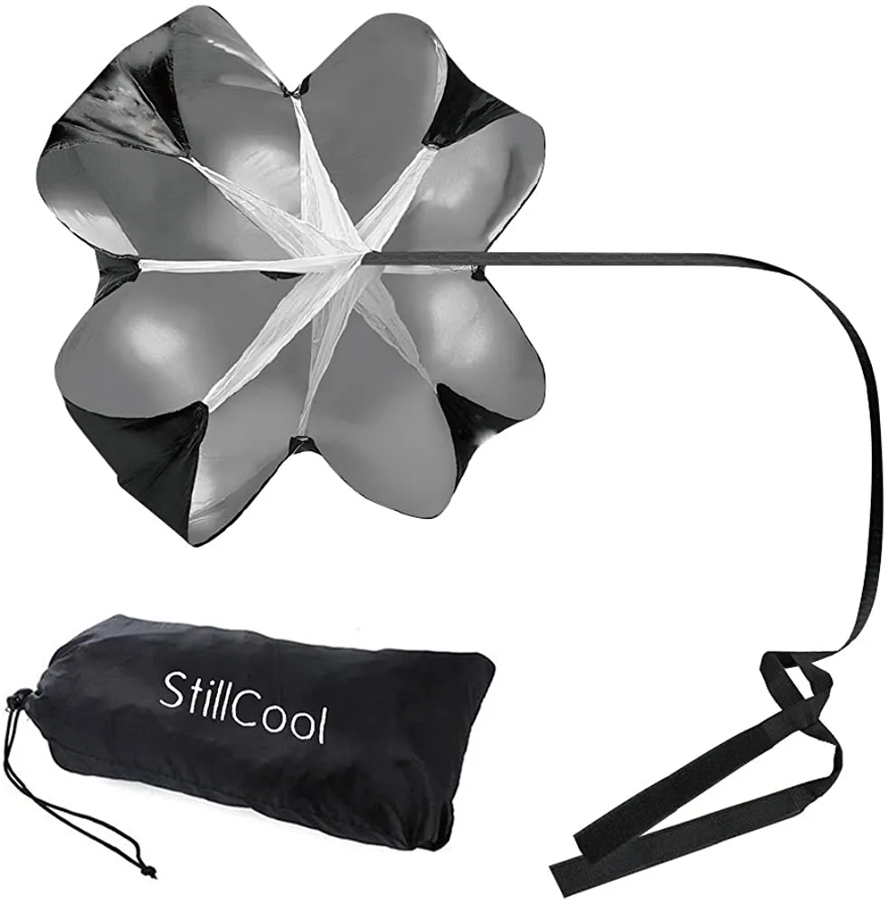 StillCool Running Speed Training, 56 inch Speed Drills Resistance Parachute Running Sprint Chute Soccer Football Sport Speed Training, Black