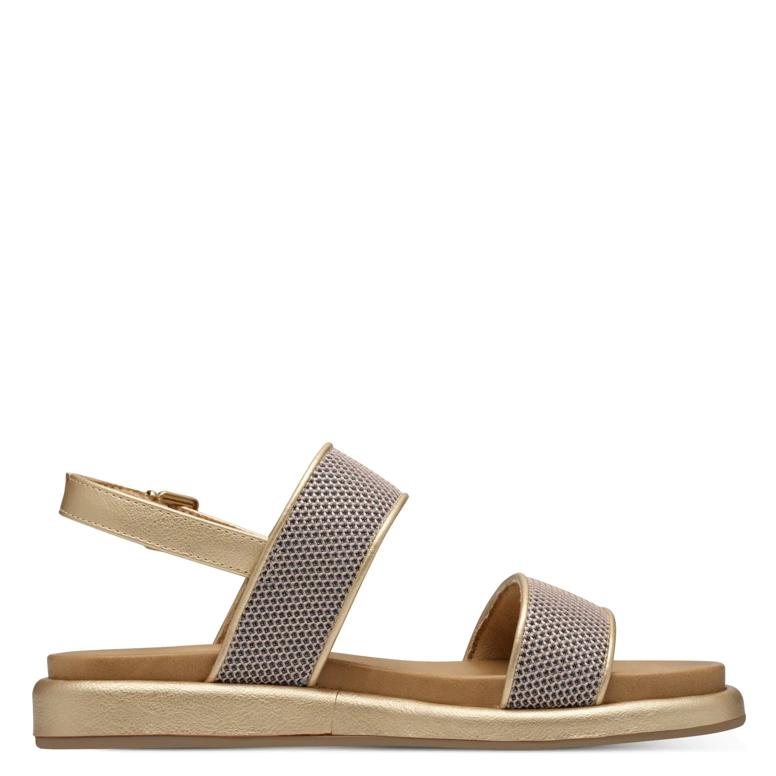 Straw Detail Sandal - Gold