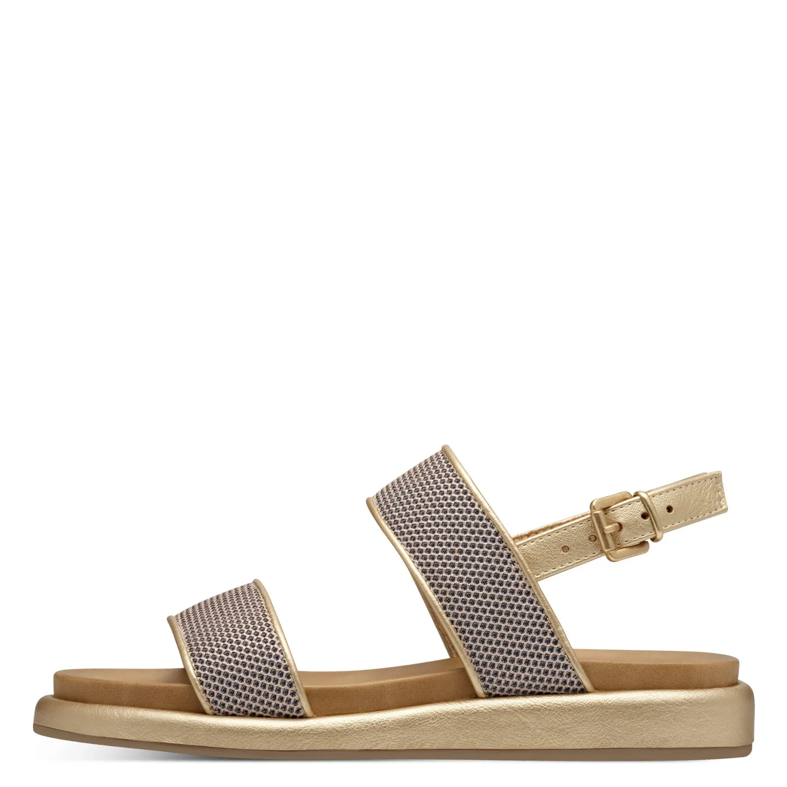 Straw Detail Sandal - Gold