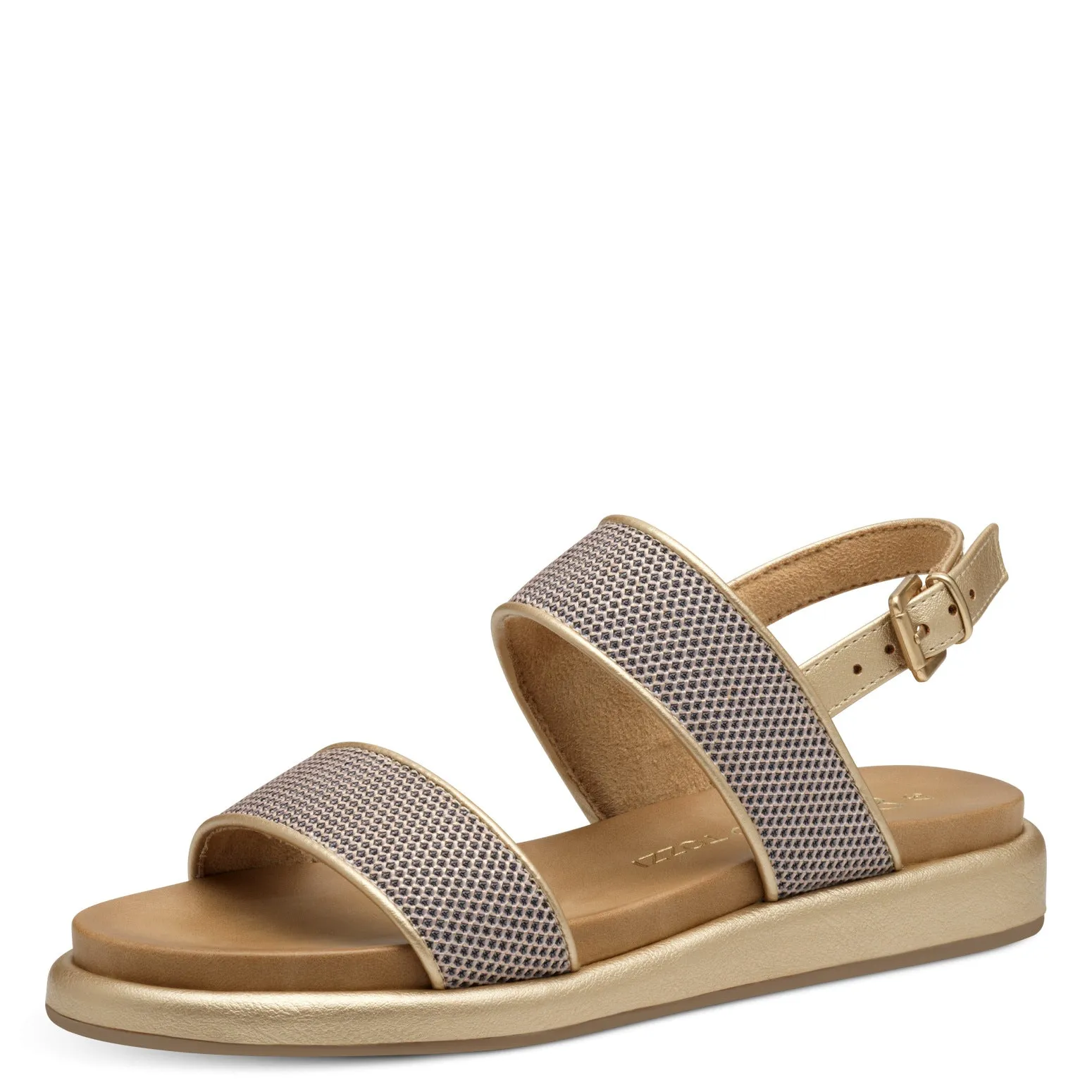 Straw Detail Sandal - Gold