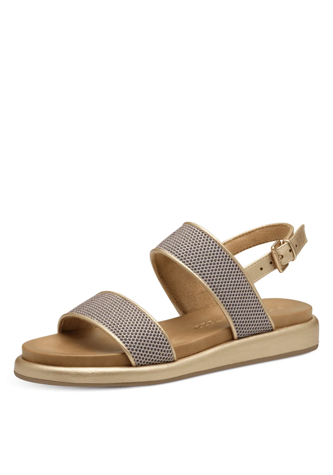 Straw Detail Sandal - Gold