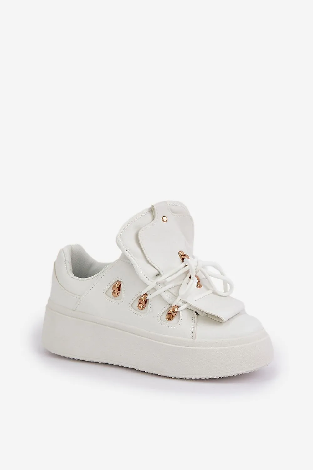 Stylish design eco leather white sneakers