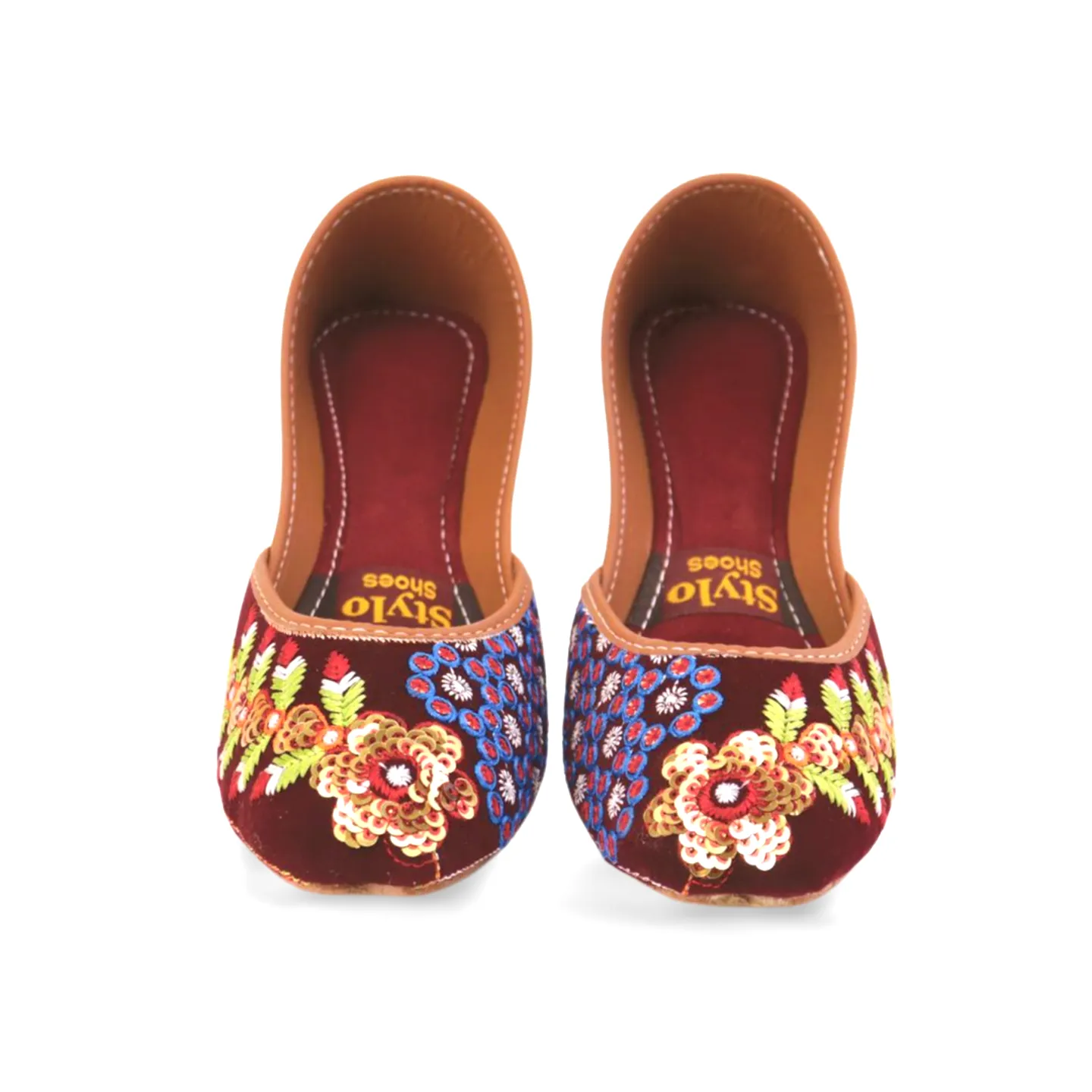 Stylish Velvet Embroidered Khussa for Girls - Traditional Pakistani Footwear with a Modern Twist - 03Khu