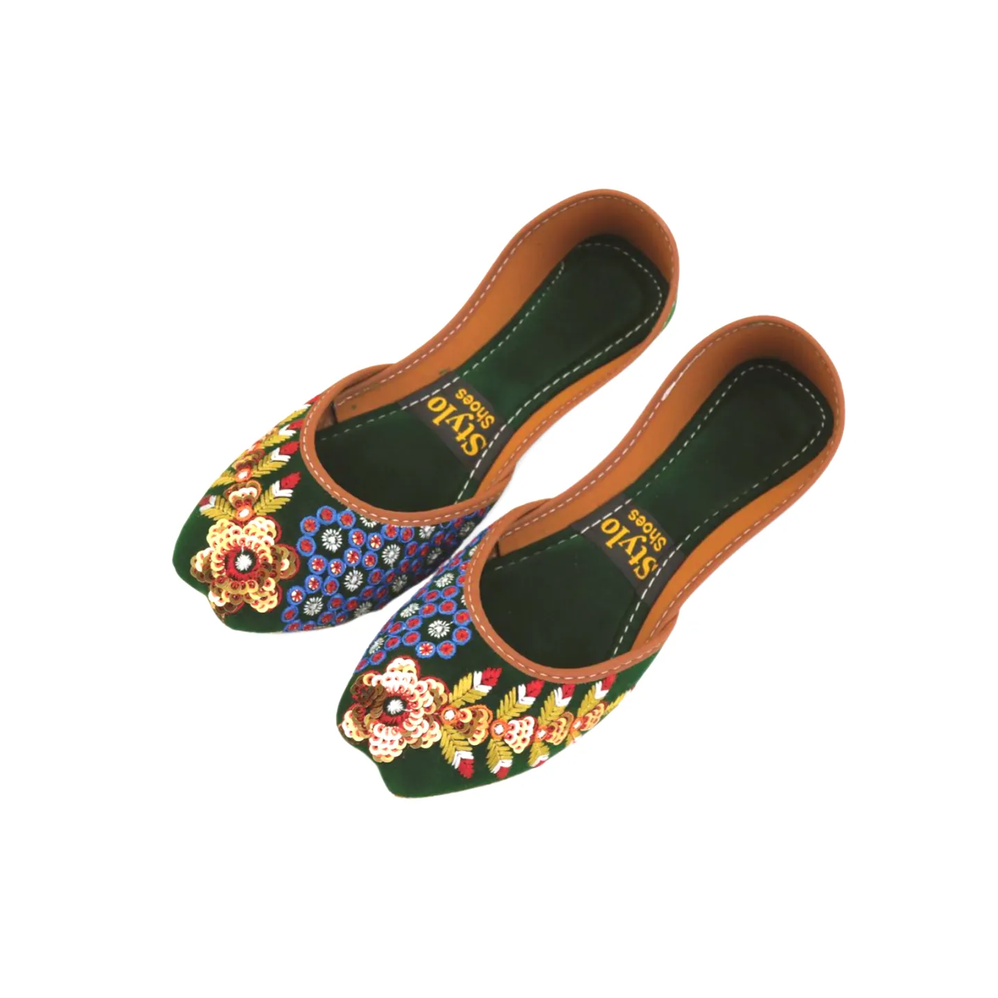 Stylish Velvet Embroidered Khussa for Girls - Traditional Pakistani Footwear with a Modern Twist - 03Khu