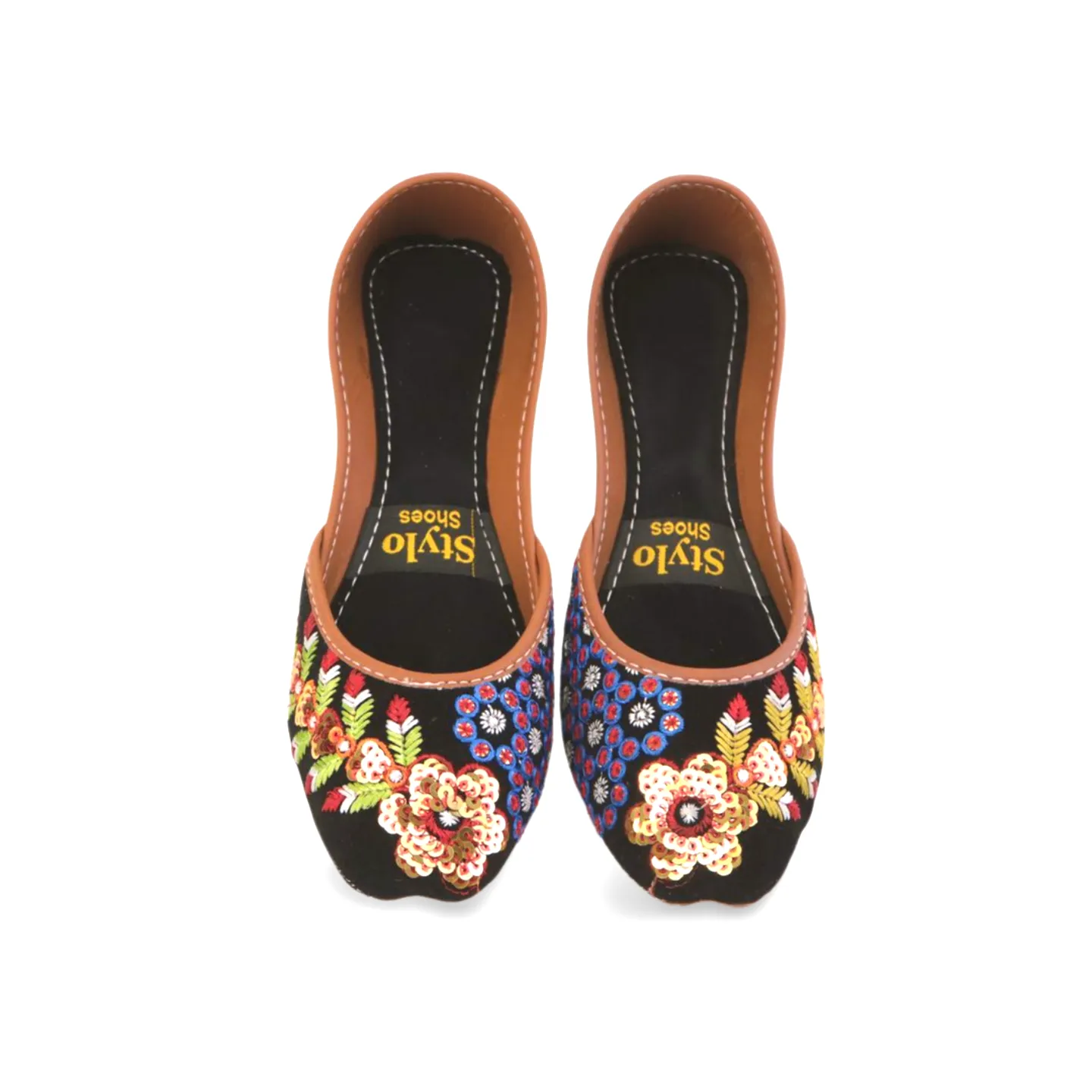 Stylish Velvet Embroidered Khussa for Girls - Traditional Pakistani Footwear with a Modern Twist - 03Khu