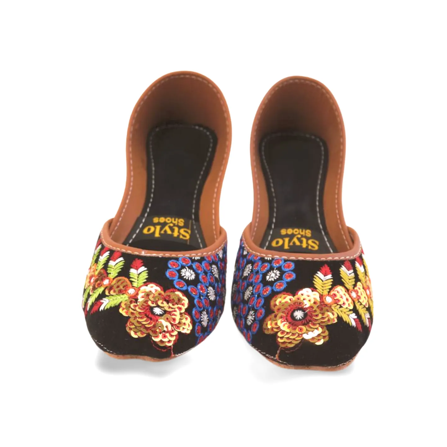 Stylish Velvet Embroidered Khussa for Girls - Traditional Pakistani Footwear with a Modern Twist - 03Khu
