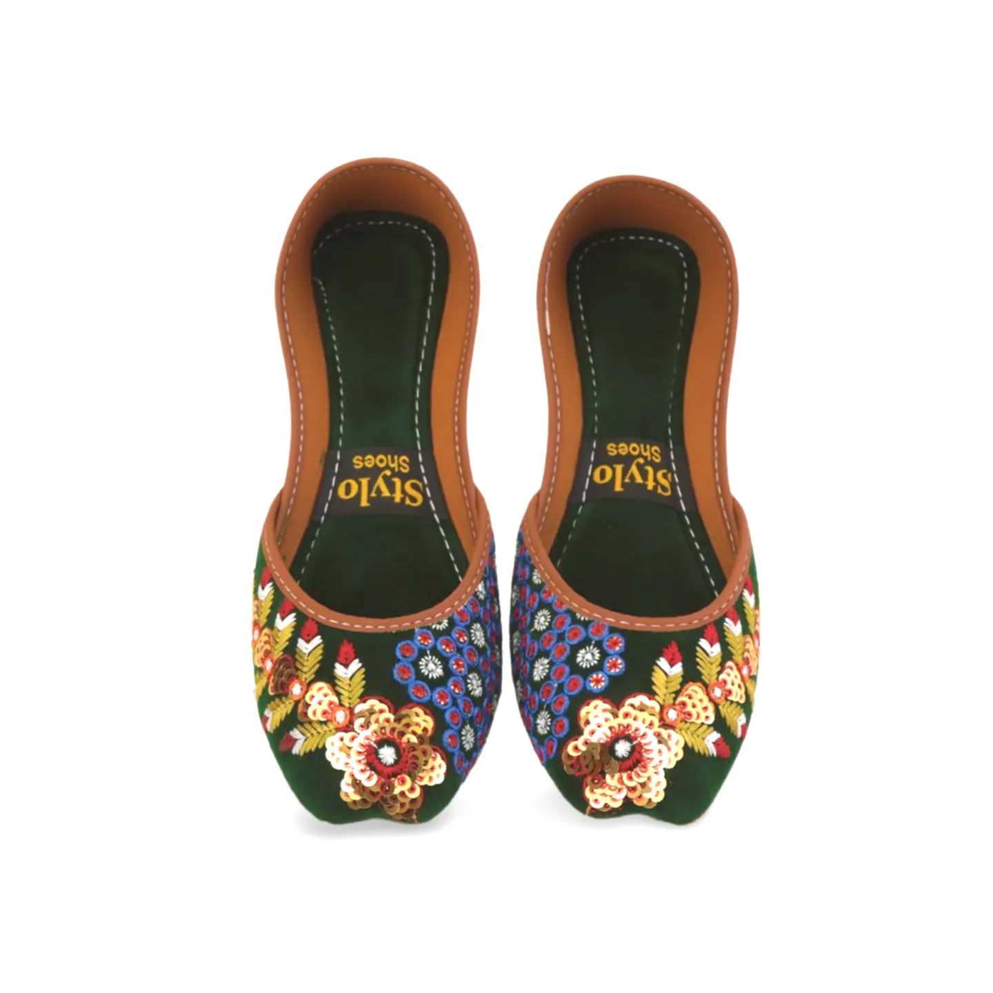 Stylish Velvet Embroidered Khussa for Girls - Traditional Pakistani Footwear with a Modern Twist - 03Khu