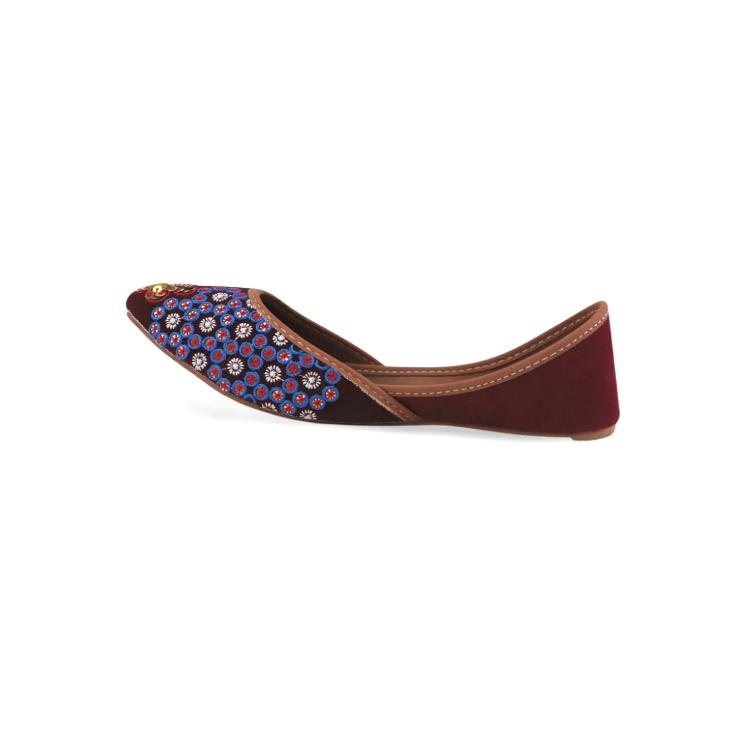 Stylish Velvet Embroidered Khussa for Girls - Traditional Pakistani Footwear with a Modern Twist - 03Khu