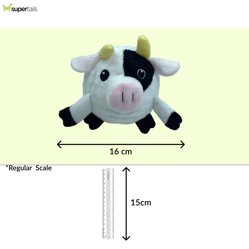 Talking Dog Club Cow Happy Bouncer Plush Ball Toy for Dogs (White)